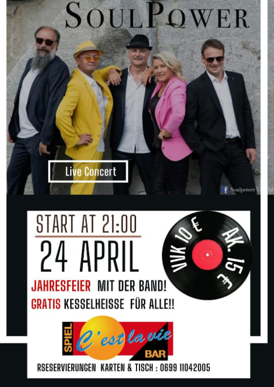 Plakat: Jahresfeier mit SoulPower live